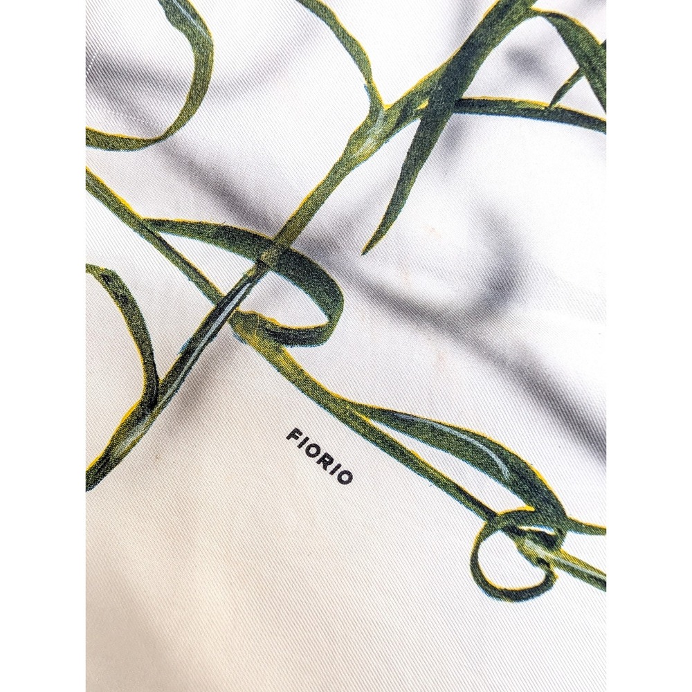 Fiorio Italy Silk Scarf Yellow Carnation Floral Print Hand Rolled 27 Inch Square - Picture 5 of 8